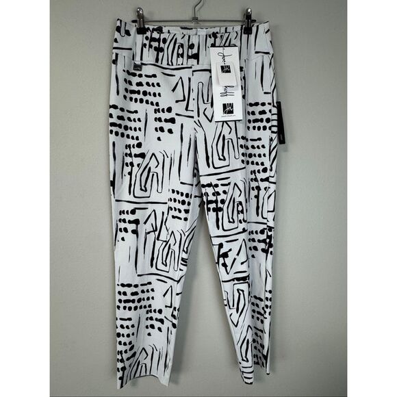 NWT Joseph Ribkoff Vanilla Black Abstract Art to Wear Print Crop Pants Style 221 - Picture 5 of 13